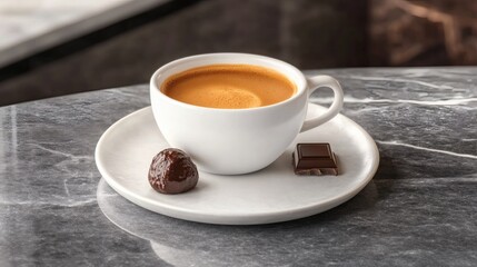 Coffee and chocolate indulgence: A delightful break on a textured surface