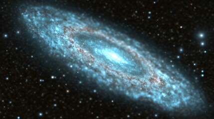 Fototapeta premium A Beautiful Blue and Brown Spiral Galaxy in Deep Space