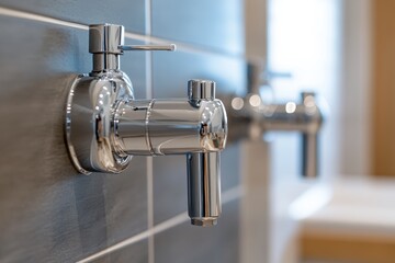 An elegant close-up of a modern faucet, showcasing its polished chrome design which enhances the aesthetic appeal and functionality of contemporary kitchen or bathroom spaces.