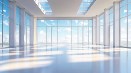 Obraz premium Modern spacious office with large windows and skylights