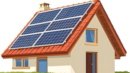 Fototapeta premium Eco-Friendly House with Solar Panels on Roof