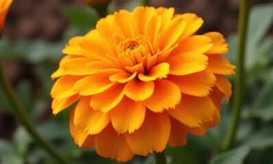 Vibrant orange marigold flower