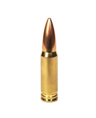 A rifle bullet isolated on a white background