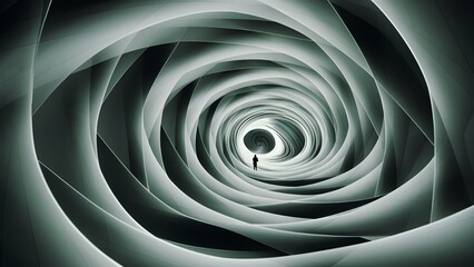 abstract swirling tunnel with metallic texture and hypnotic effect