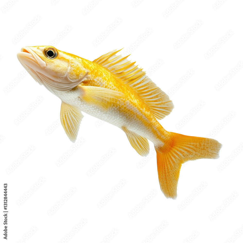 Poster dynamic leap of real fish showcasing bright colors against a clean transparent background, dynamic r