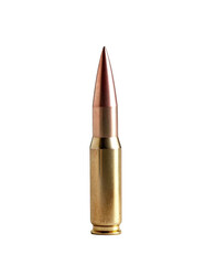 A rifle bullet isolated on a white background