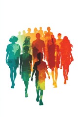 Obraz premium Silhouette of diverse individuals forming a gradient pattern
