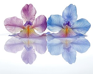 Fototapeta premium Serene Reflections: Two Orchid Flowers in Water