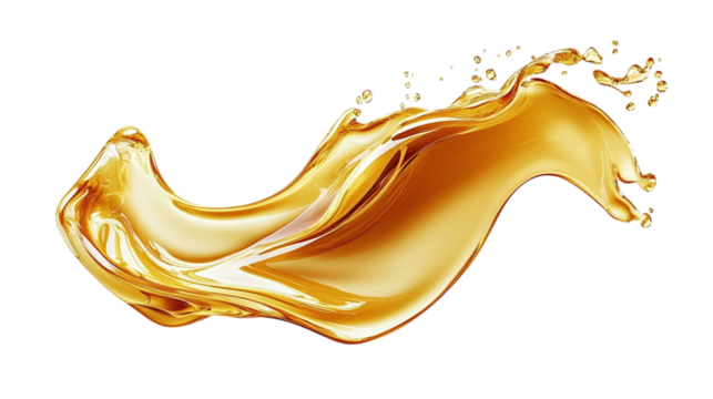 Golden yellow liquid isolated on transparent background Isolated Background on White 