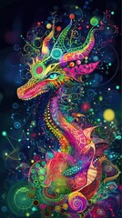 Obraz premium A Colorful Intricate Dragon Displayed With Vivid Abstract Details