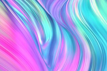 Obraz premium Abstract background with dynamic, twisted shapes. Digital art with soft textures on a pastel backdrop in yellow, green, blue, pink and purple.