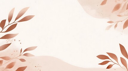 Elegant copper leaves frame a soft, blush-toned background