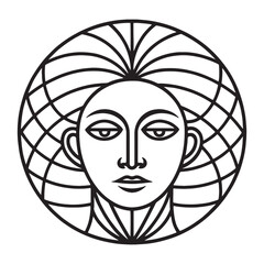 Black and white portrait of a woman,  woman, vector, illustration, art, mask, cartoon, beauty, hair, drawing, black, expression, design, eyes, flag, person, men, fashion, lady, people, sketch,