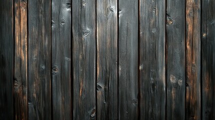 Fototapeta premium Dark stained vertical wood planks background texture (1)