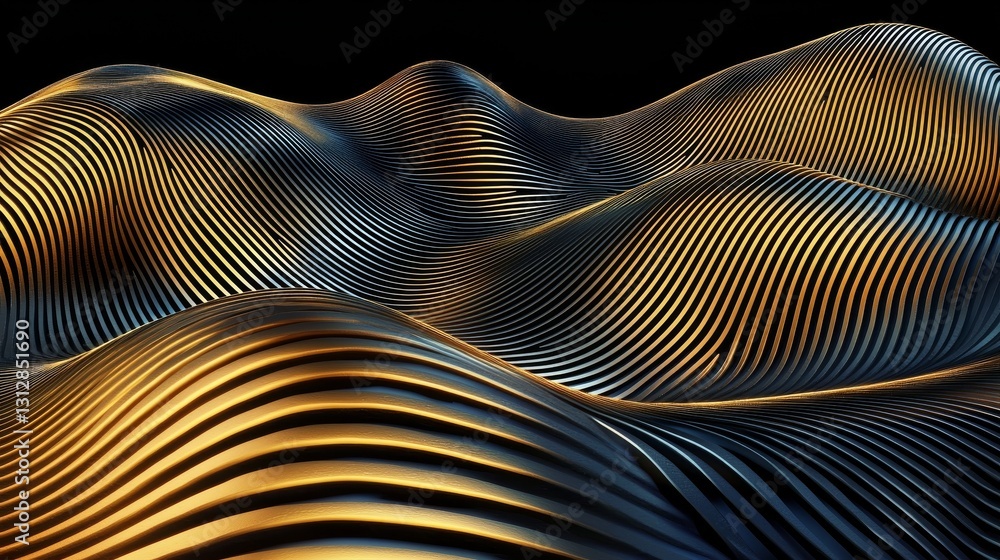 Poster a luxurious design consisting of abstract black lines on a gradient background complemented by accen