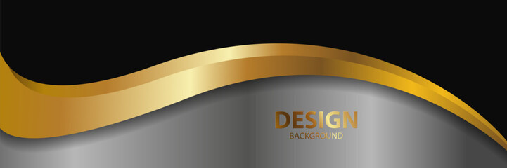 Abstract gold wave design, grey backdrop, black background, website template