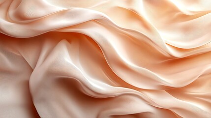 Fototapeta premium Peach Silk Fabric Texture Background Soft Smooth Waves Elegant Luxury