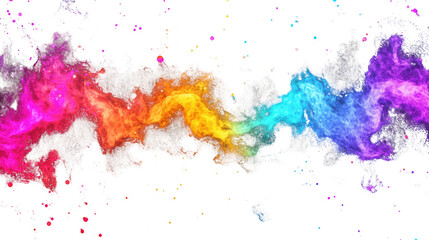 Rainbow fire flames flowing on transparent background