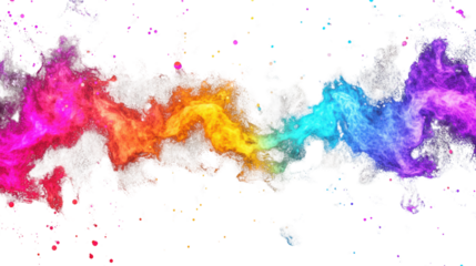 Rainbow fire flames flowing on transparent background