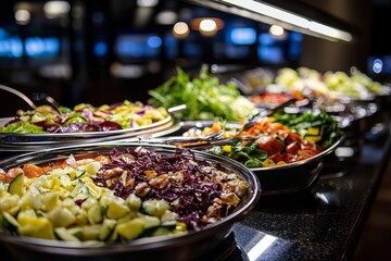 Fototapeta premium Enjoy an enticing buffet filled with nutritious salad options.
