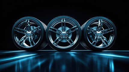 Sleek Car Wheels in Dark Studio