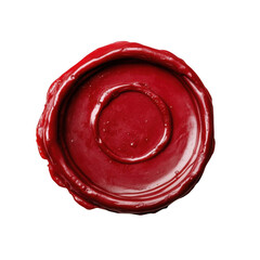 Red wax seal, top view isolated on a white background