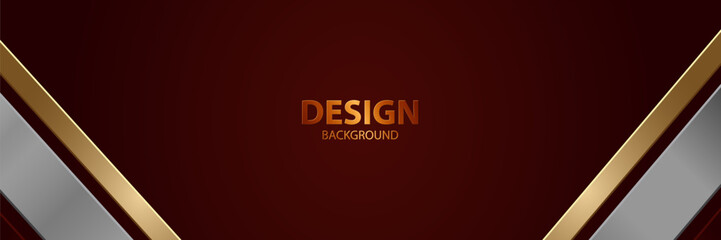 Abstract maroon background design with gold and silver stripes, digital art for website header