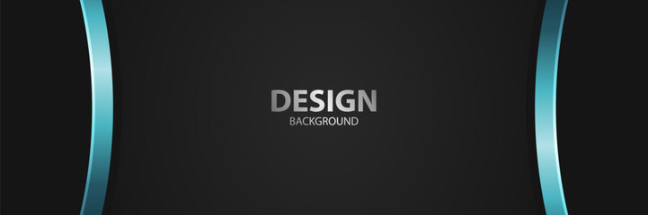 Obraz premium Abstract teal curves on black background, design template