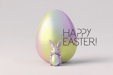 Colorful Easter egg with a bunny figure celebrating spring festivities and seasonal joy