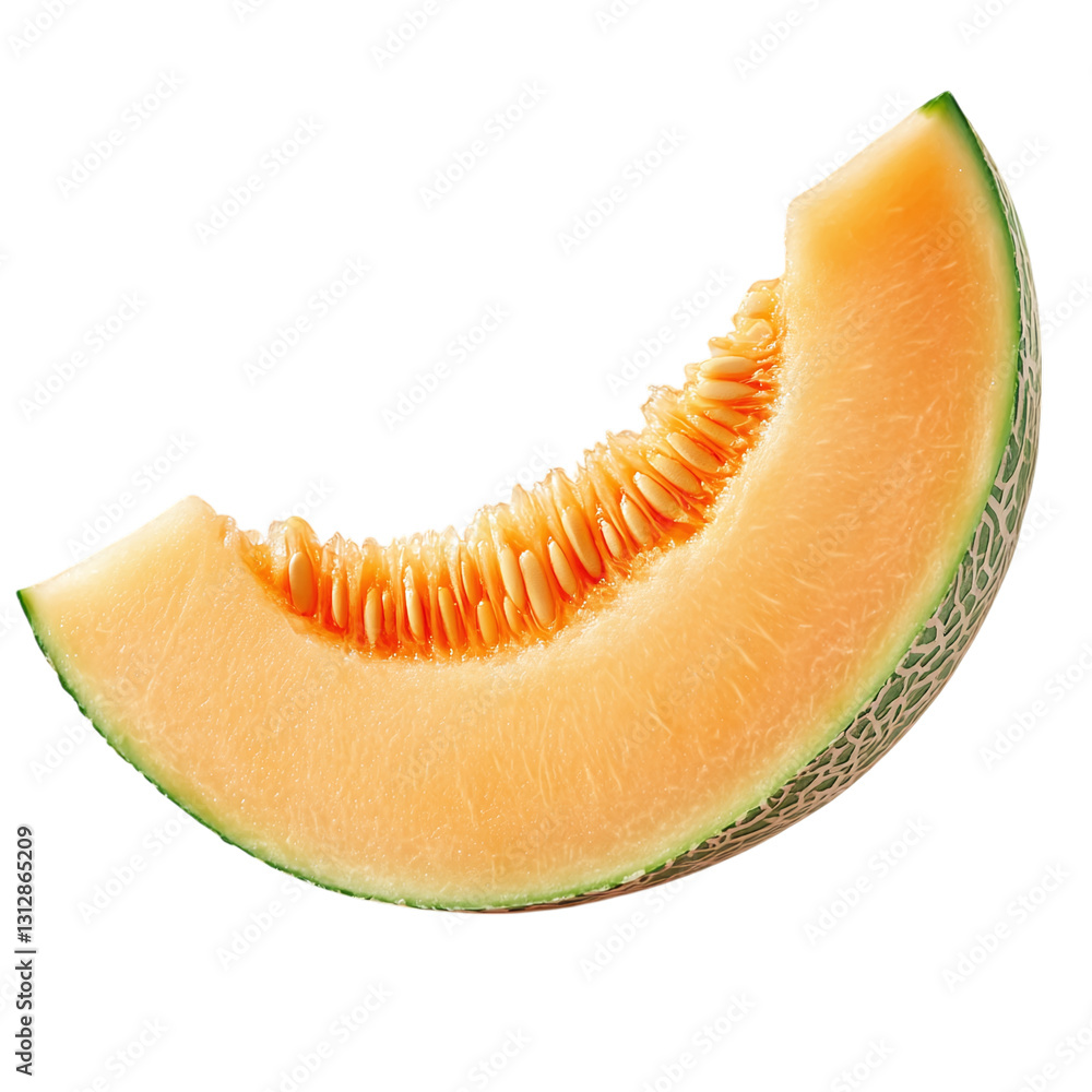 Poster cantaloupe slice with soft texture isolated on transparent background