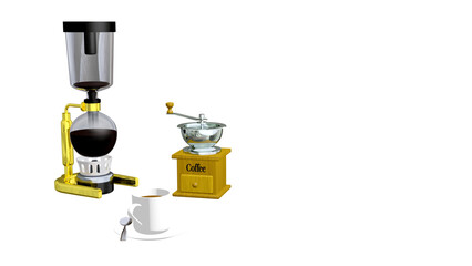 サイフォン式コーヒーと器具がある風景