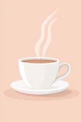 Obraz premium Steaming cup of coffee on pink background