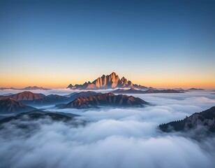 Fototapeta premium Majestic Mountain Sunrise Landscape Above Cloudscape