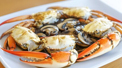 Delicious Steamed Crabs with Mushrooms Gourmet Dish