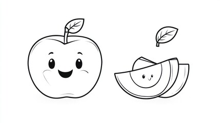 Obraz premium Cute cartoon apple and melon slices