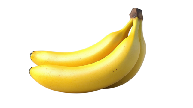Ripe Yellow Bananas Closeup, Isolated Transparent Background