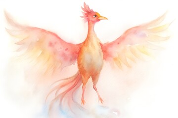 Obraz premium Watercolor mythical character phoenix