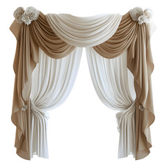 Elegant Cream and Beige Drapery with Floral Accents