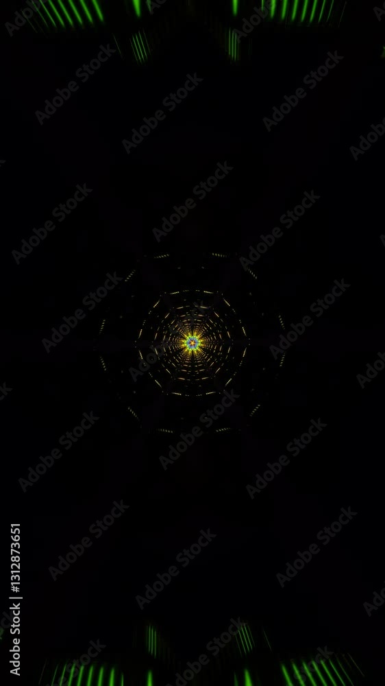 Poster vertical video of rotating abstract neon cubes forming a seamless vj loop