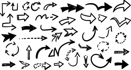 Set of squiggle line dashed arrows. Dash curved vector editable stroke arrows
