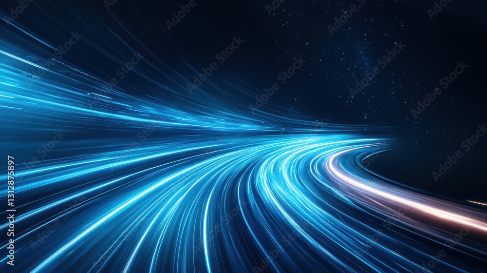Poster dynamic flow of light trails capturing energy and motion in a dark cosmic background