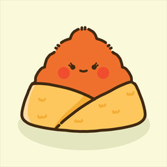 a spicy onigiri with egg doodle
