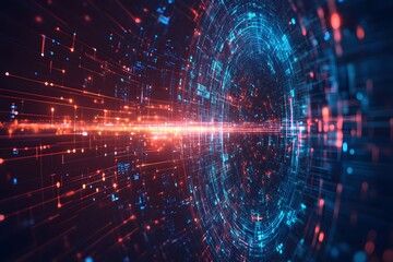 Obraz premium Abstract Digital Tunnel, Data Stream