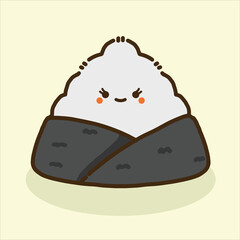 a onigiri with seaweed doodle blanket art