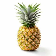 Fresh and vibrant, this pineapple slice showcases its juicy texture against a clean white backdrop. Perfect for food designs