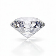 A brilliant diamond gleams with radiance, set against a  white backdrop, symbolizing luxury and elegance.