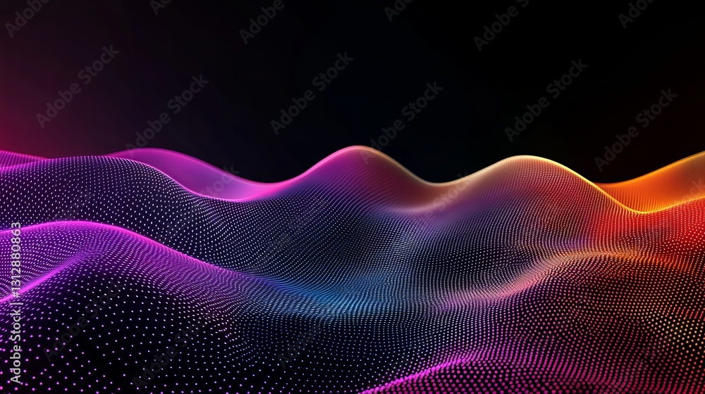 Poster Abstract Colorful Particle Wave Digital Art Background Design Modern Technology Futuristic Vibrant Gradient Flowing Energy Network Connection Seamless