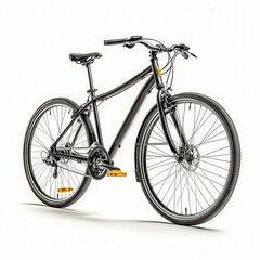 Fototapeta premium Ultimate Urban Cycling: Modern Black Bike for Fitness, Adventure, Environment-Friendly Commuting and Leisure. Isolated on white background