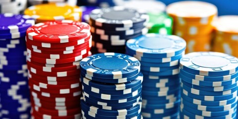 Exciting poker game setup vibrant casino atmosphere and close-up betting strategy