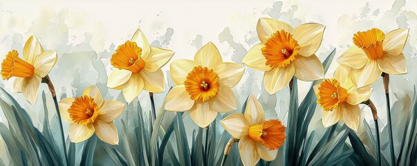 Obraz premium Vibrant Daffodils in Bloom: A Celebration of Spring and Nature's Beauty